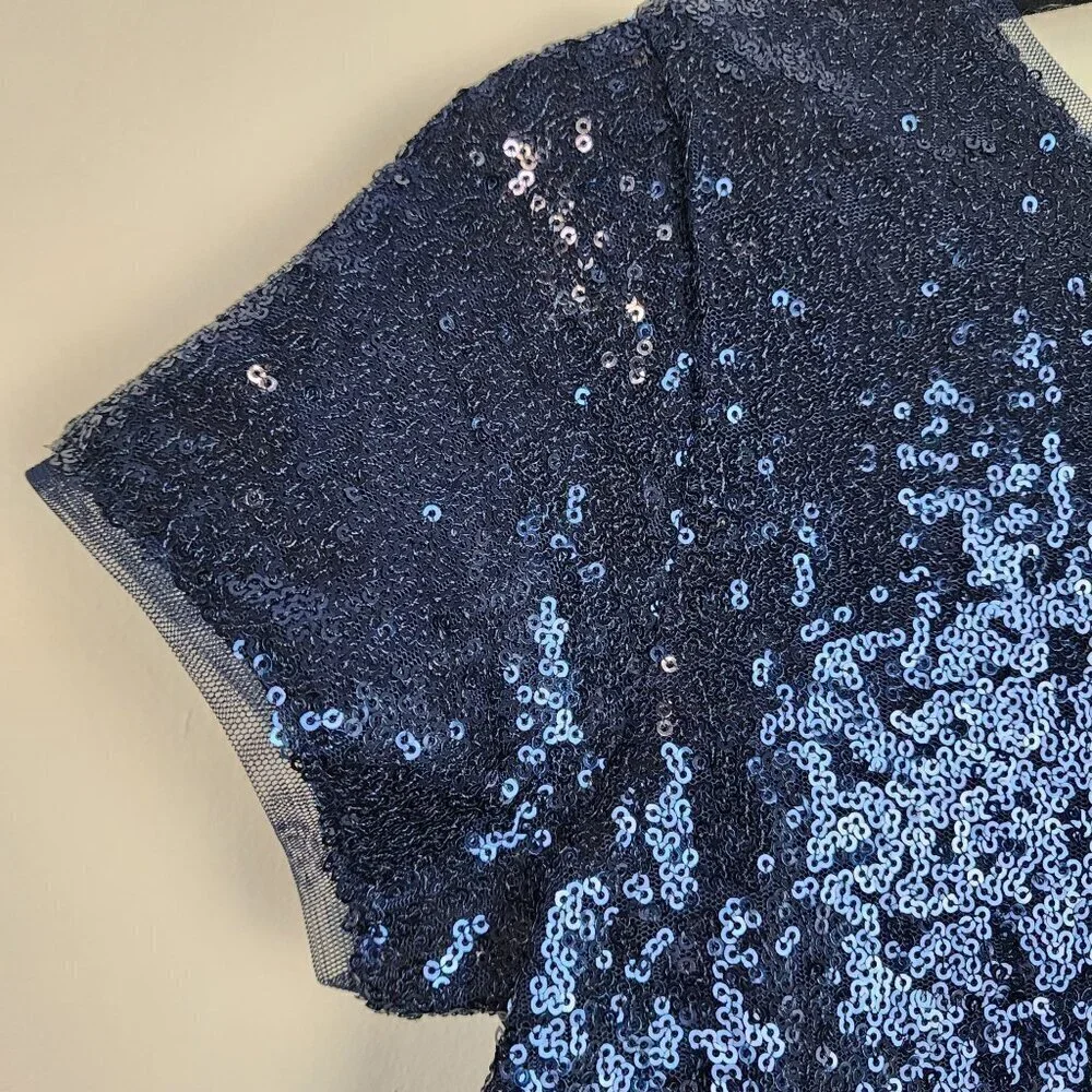 Gap Kids size XL/12 drop waist sequin dress Special occasion Holiday Blue